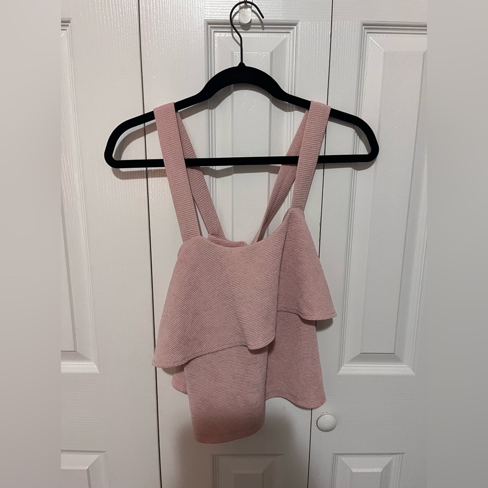 Madewell Tiered Cross Back Tank Top Light Pink Extra Small